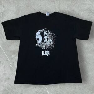 Ilsa Band Shirt Sz XL Black Death Crust Metal Skull Cat Graphic Y2K Rare